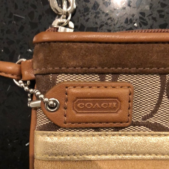 Brown Coach Fabric/Leather Wristlet - Picture 2 of 4